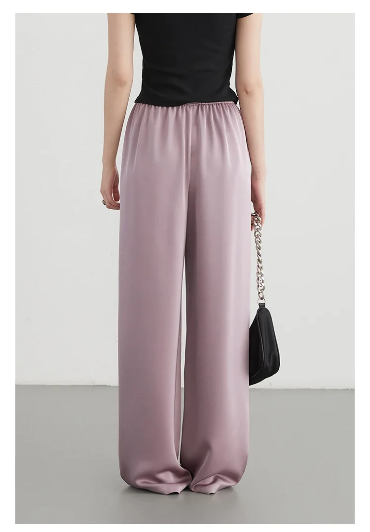 CHIC VEN Women Pants Solid New Elastic High Waisted Casual Wide Leg Pant Female Trousers Office Lady Clothing Summer 2024