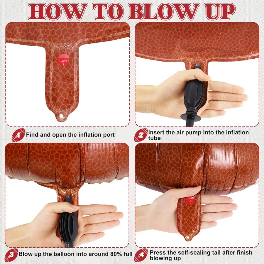 27 Inch Football Balloons6 Pcs Football Foil Balloons Super Bowl Balloon Football Party Balloon for Super Bowl Decor Tailgate G