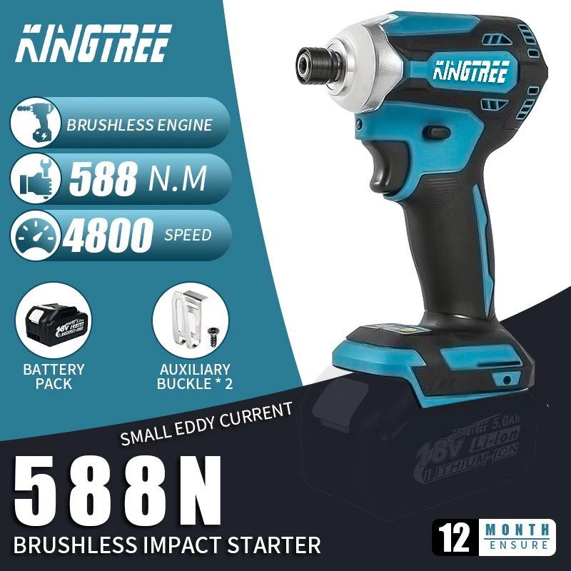 kingtree chave de fenda de litio para bateria makita chave de fenda de impacto domestico sem fio broca de mao eletrica ferramentas eletricas 588nm 01