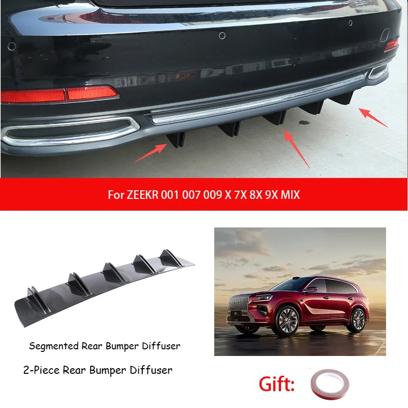 For ZEEKR 001 007 009 X 7X 8X 9X MIX ABS Rear Bumper Lip Diffuser Shark Fin Anti-collision