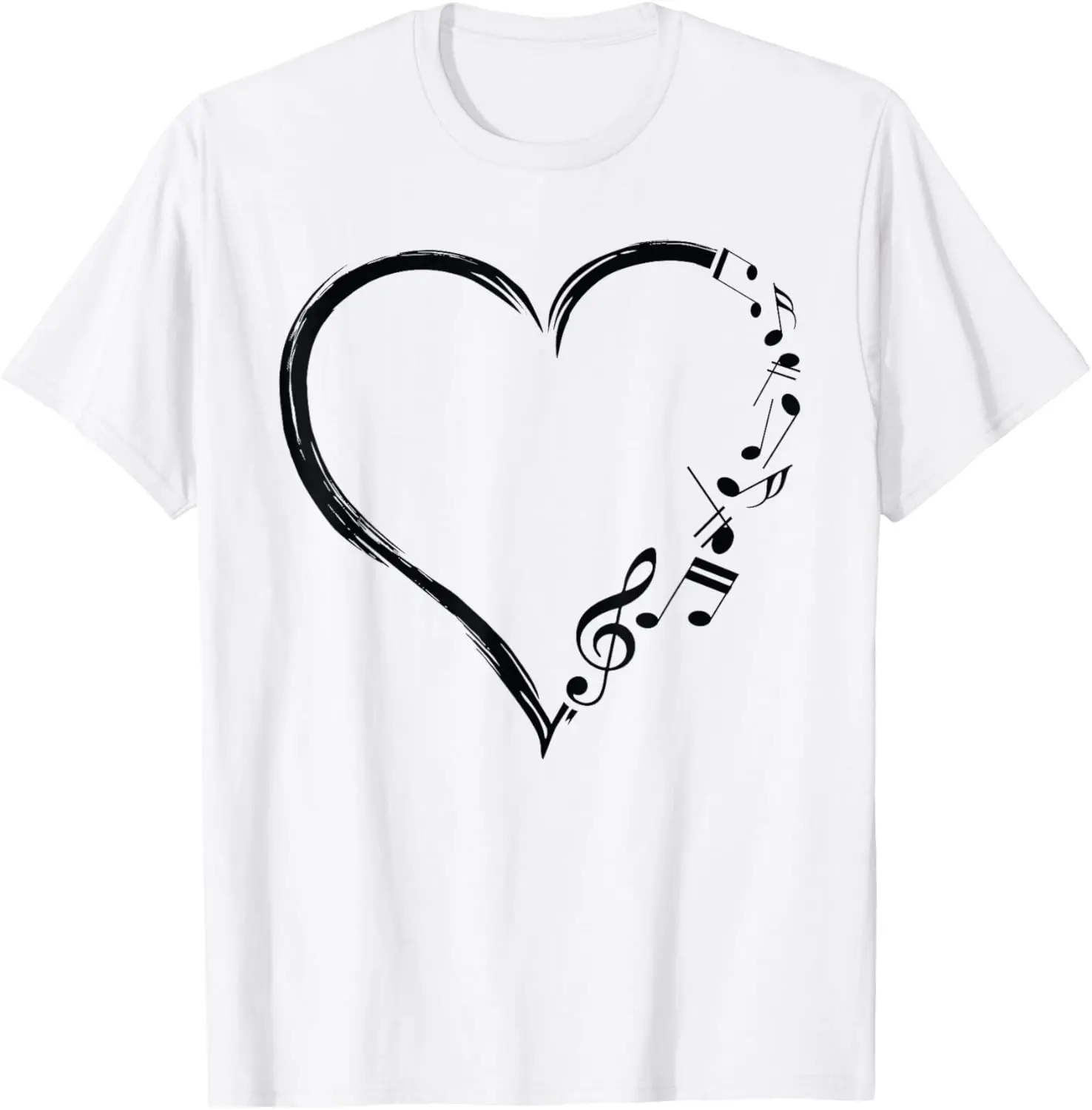 Love Music Musician Heart with Notes Clef Funny Musicians T-Shirt Unisex Summer Streetwear Tops Mens T Shirt Camisas