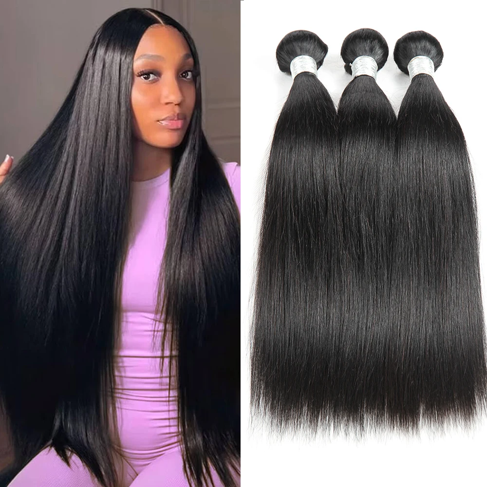 Peruvian Straight Hair Bundles Straight Human Hair Weave Bundles Remy Human Hair Extension Natural Black 1/3/4 Pcs