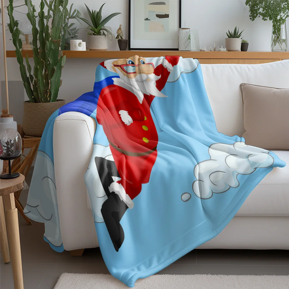 TU Festive Santa Claus Throw Blanket Cozy Christmas Decor Holiday Gift Reversible Fleece Warm Soft Bedspread Home Decor