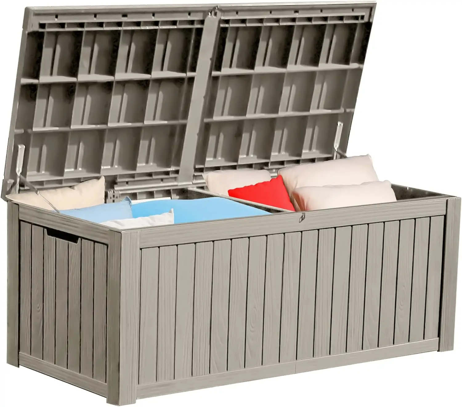 150    Storage  Deck Box w/Divider for Patio Furniture,Outdoor Cushions, Garden Tools, Sports Equip