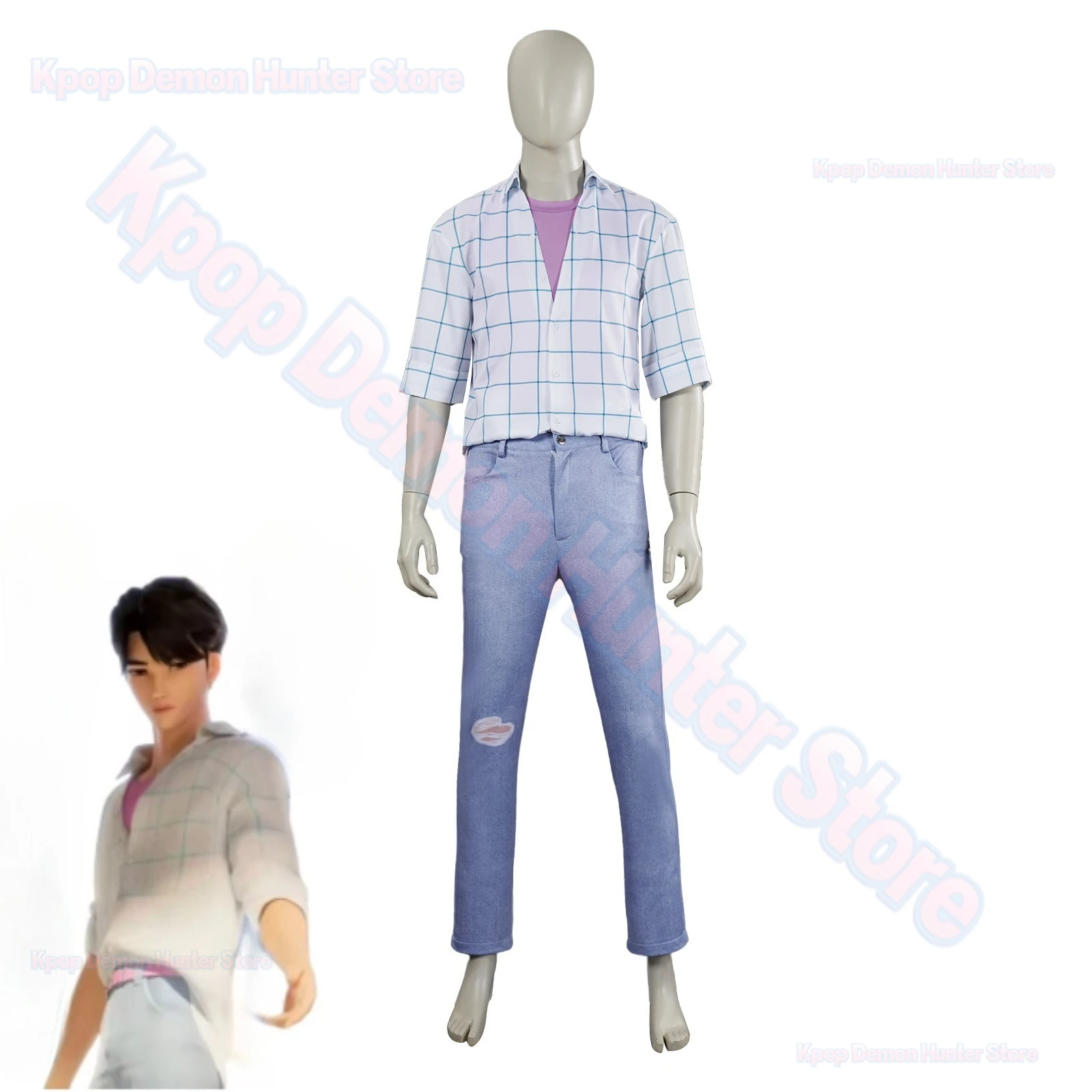 Kpop Demon Hunters Cosplay Saja niños ídolo de grupo masculino Jinu juego de rol camisa azul disfraz actuación disfraz de adulto traje de Halloween