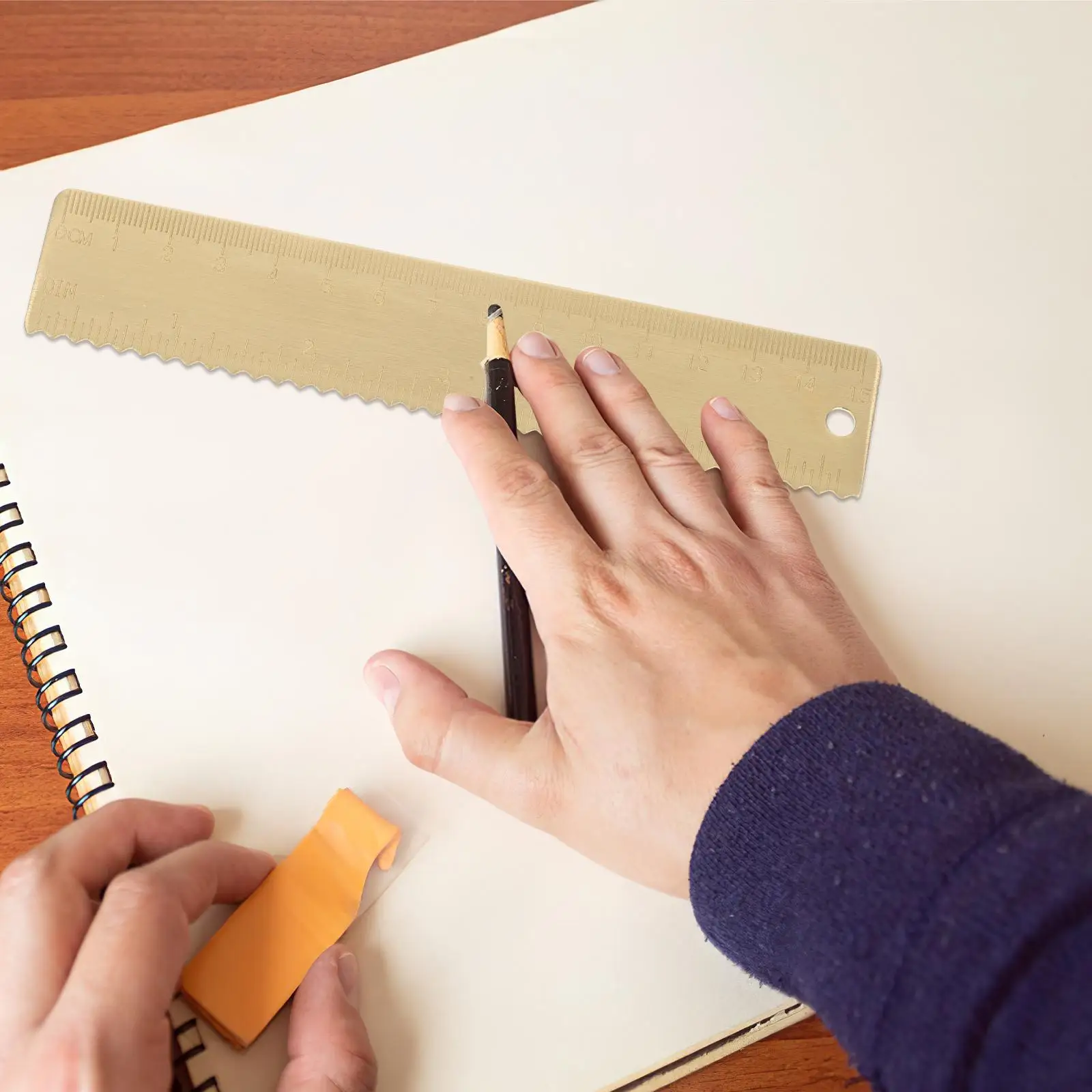 Brass Scale Ruler Compact Portable Measuring Tool Straight Ruler Professional Drafting Kids Stationery Drawing Tools Office Use