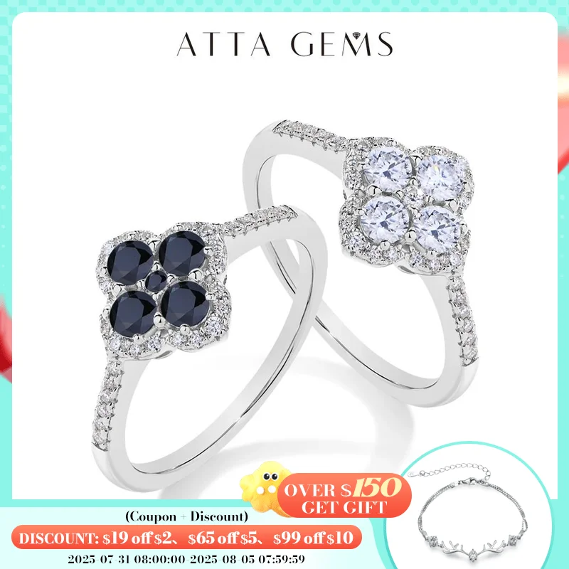 ATTAGEMS Full D VVS1 Moissanite Ring 100% S925 Sterling Silver for Woman Girl Birthday Party Jewelry Gifts Shipping from the USA