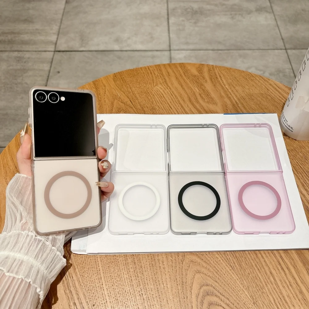 Ultra Thin Matte Transparent Magnetic Case For Samsung Galaxy Z Flip 8 7 6 5 4 3 5G Wireless Charging Protection Hard PC Cover