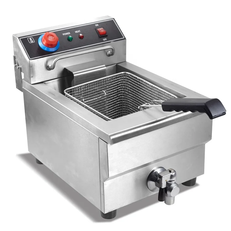 Deep Fat Fryer Electric Deep Fryer Oil Capacity Rectangle Stainless Steel 3500W 12L Sliver PTFE Electric Heating Tube