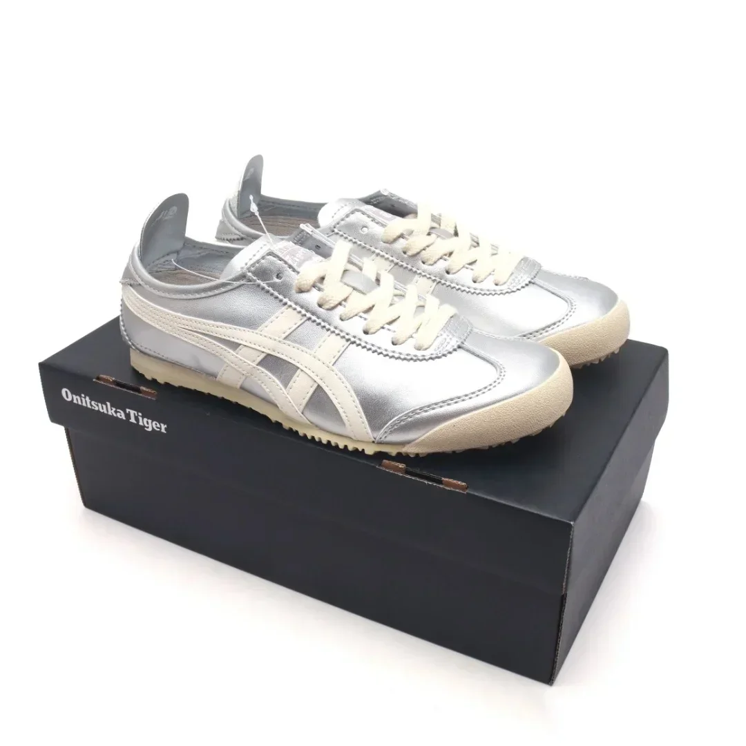 Onitsuka Tiger MEXICO 66 Men and Women Skateboarding Shoes Unisex Low-top Outdoor Sneaker Silver