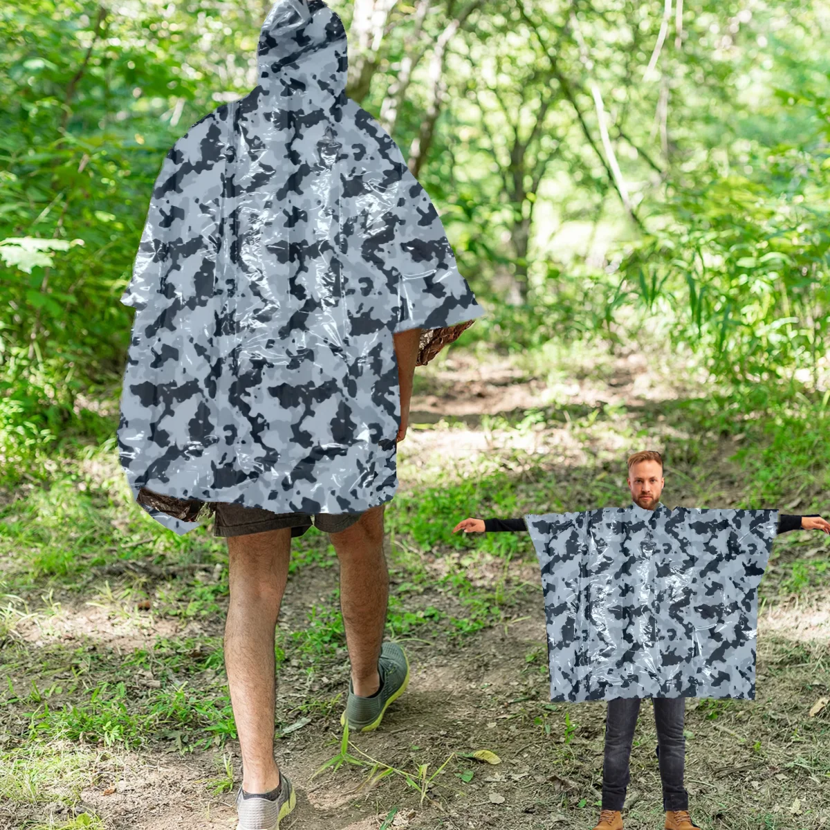 Raincoat Waterproof Poncho Camouflage Cover For Camping Hunting Clothes Shelter Tent Military Emergency Raincoat