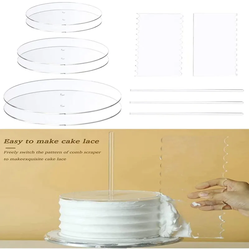 

11pcs Acrylic Round Cake Discs Set Transparent Acrylic Round Cake Pan Set Cream Cake Baking Craft Tool Cake Decorating Tools