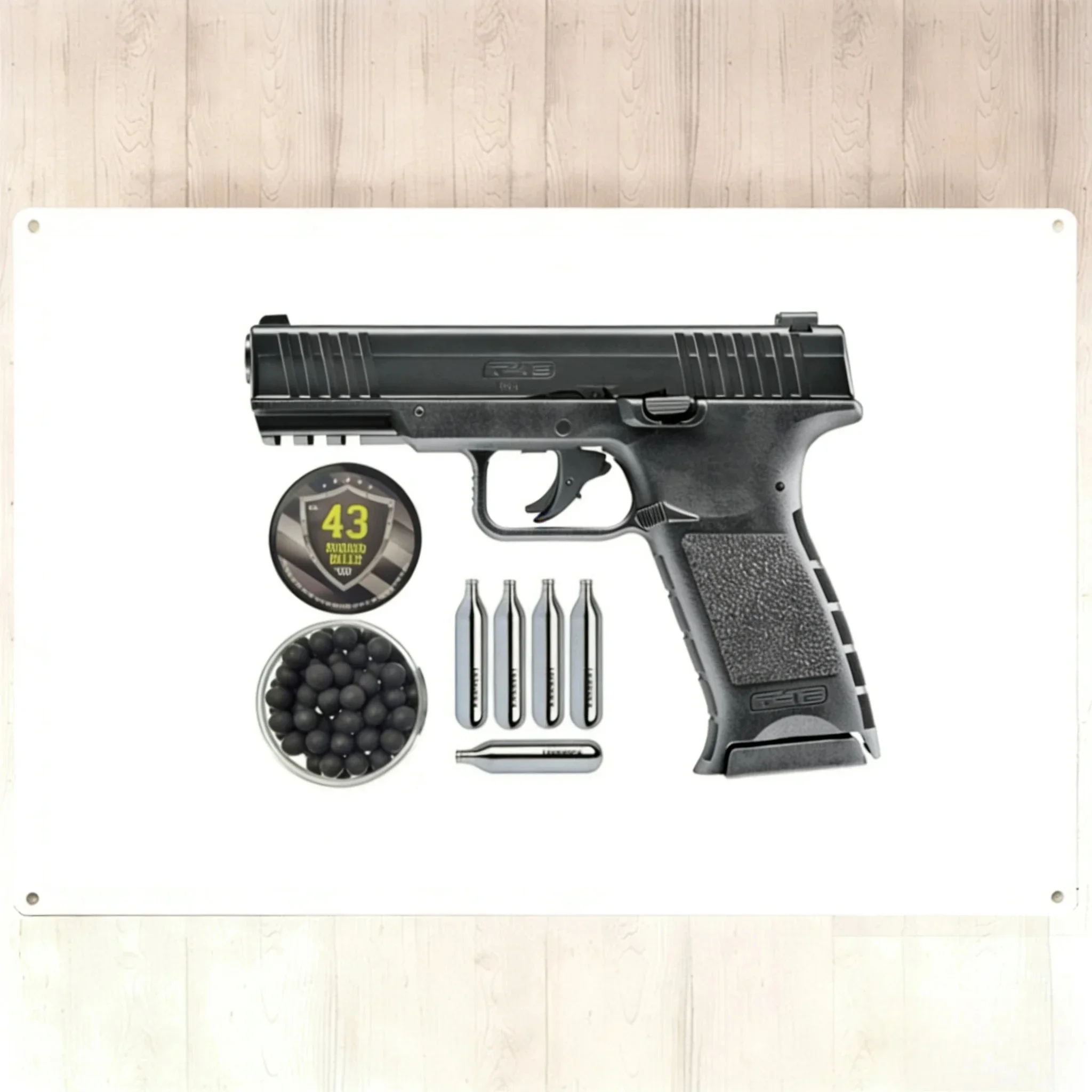 Pack Pistolet Umarex T4E TPM1 7.5J Cal .43 + Boite De 100 Billes Caoutchouc Hard Case Bundle Vintage Decor Metal Wall Sign