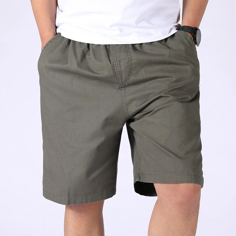 Men's Casual 100% Cotton Shorts Soft Washed Loose Fit Bermudas Summer Elastic Waist Drawstring Shorts for Men Daily Wear