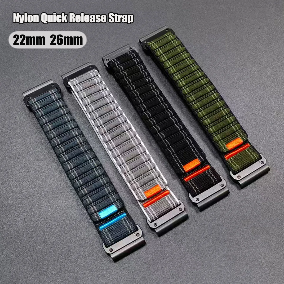 

Ремешок QuickFit из плетеного нейлона 22 мм 26 мм для Garmin Fenix 8 Pro E 7X 7 6X 6 5X 3HR, Tactix 8, Forerunner 970, Enduro 3 2