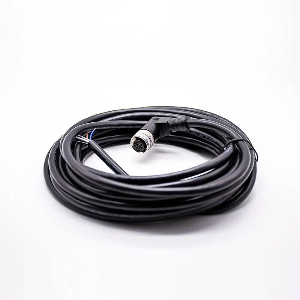  M12 5 Pin Female A Code Single Ended Cable Right Angle Molded Cable AWG22 5M