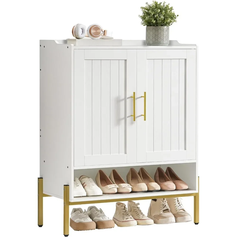 4-layer shoe rack storage cabinet with independent shoes and doors, equipped with adjustable shelves for use in the living room