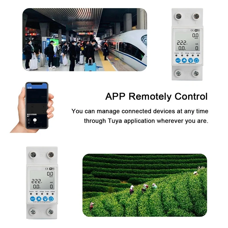 2P Tuya Wifi Intelligent Leakage Protecting Switch 63A Current Voltage Monitoring Circuit Breaker Timer Power Meter Durable