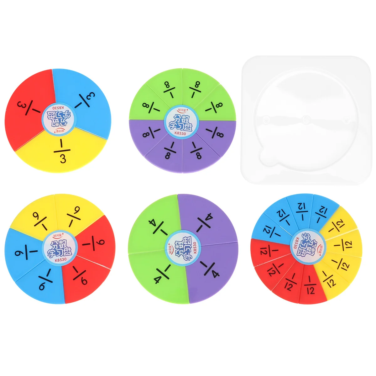 1セットの分数プレミアム素材カラフルな教育用パイパズル数学の概念を視覚化する子供用分数円