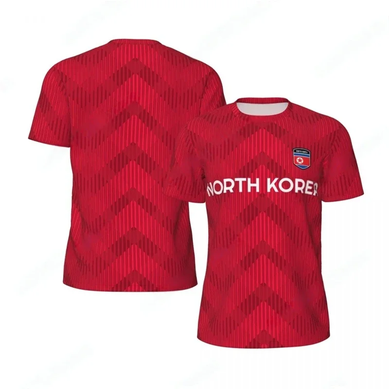 NORTH KOREA Flag 3D Print Sports Quick-dry Breathable Men T-shirt Outdoor Football Jersey Team Uniform Short-sleeve Top Clothing