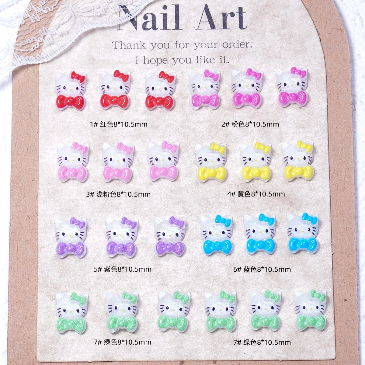 100 pezzi/pacco ciondoli per unghie giapponesi Hello Kitty - nail art con strass in resina, decorazioni per unghie carine a pressione per manicure Kawaii fai da te