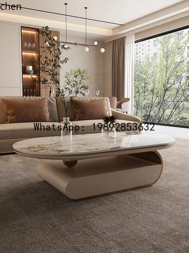 light luxury rock slab coffee table elliptical combination high-end minimalist coffee table
