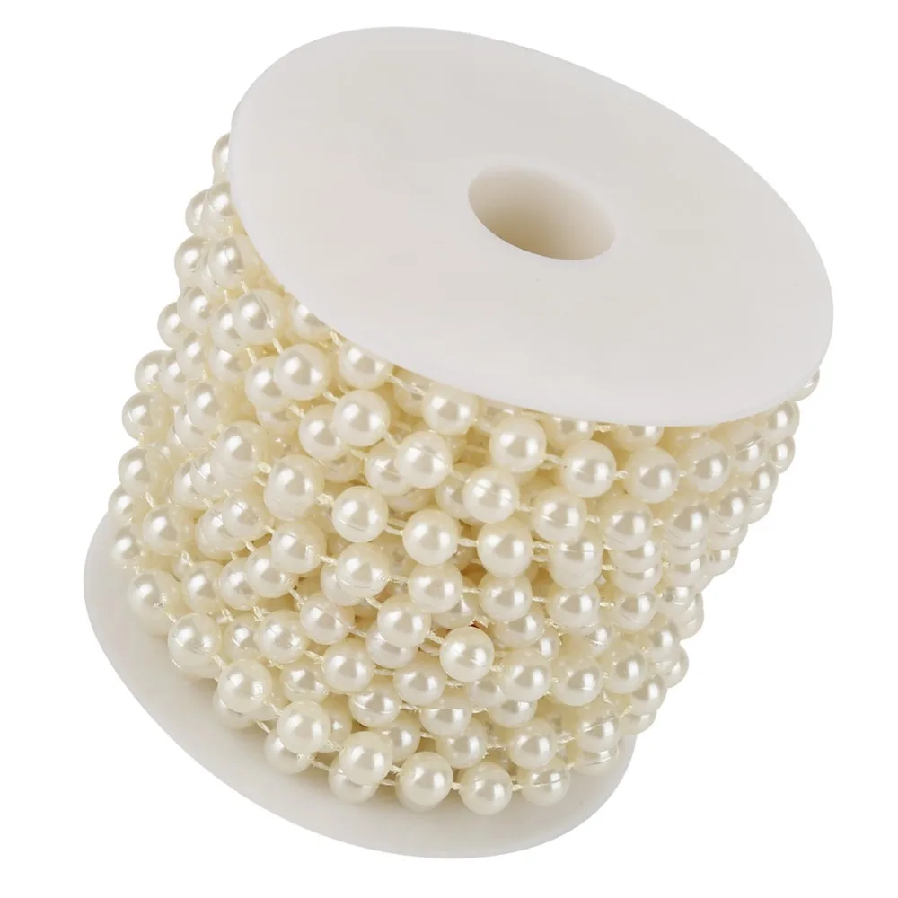DIY Handmade Accessories 8mm Size Pearl Beads Garland White Faux Pearl Beads Garland 10M Beige Color Pearl Bead Roll DIY Craft