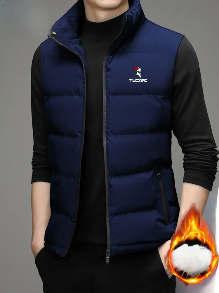 سترة رجالية جديدة من توكانو محشوة بالقطن، خفيفة الوزن ودافئة بدون أكمام، مبطنة بالصوف للخريف والشتاء، ملابس خارجية أنيقة من ا...