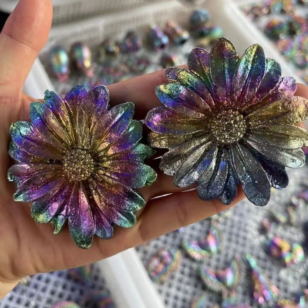Bismuto naturale Primitive Sun Flower Metal Miner Gemstone cristalli grezzi stregoneria Reiki Healing Stone decorazione della casa