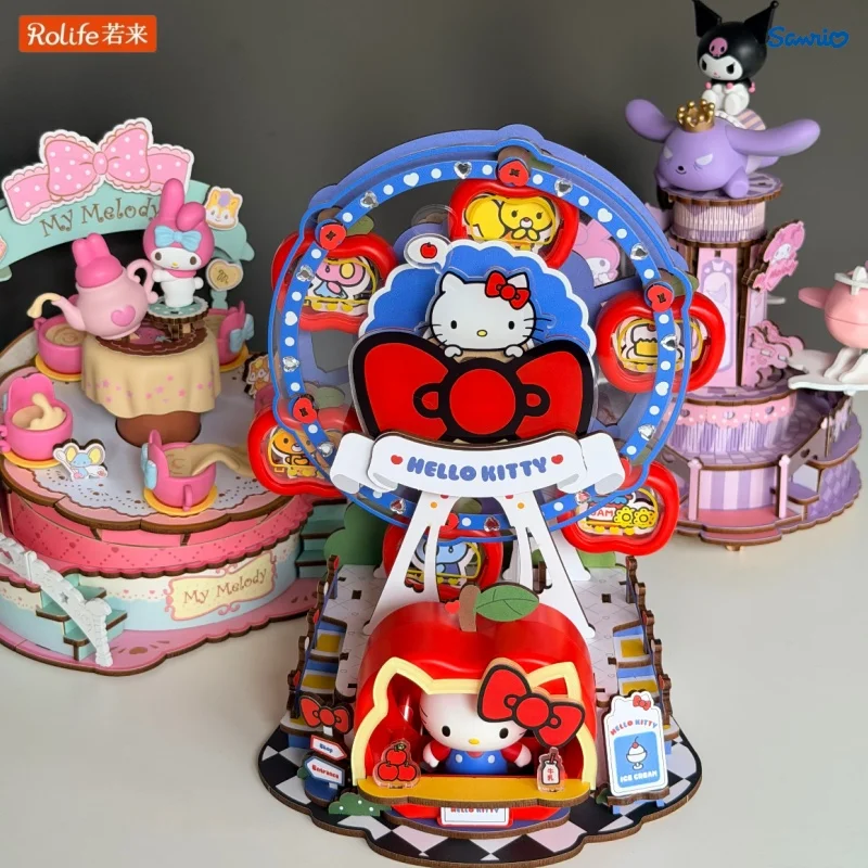 

Rolife Sanrio Series Building Blocks Hello Kitty Cinnamoroll Music Box Assembly Model Toy Kuromi My Melody Ornament Gift