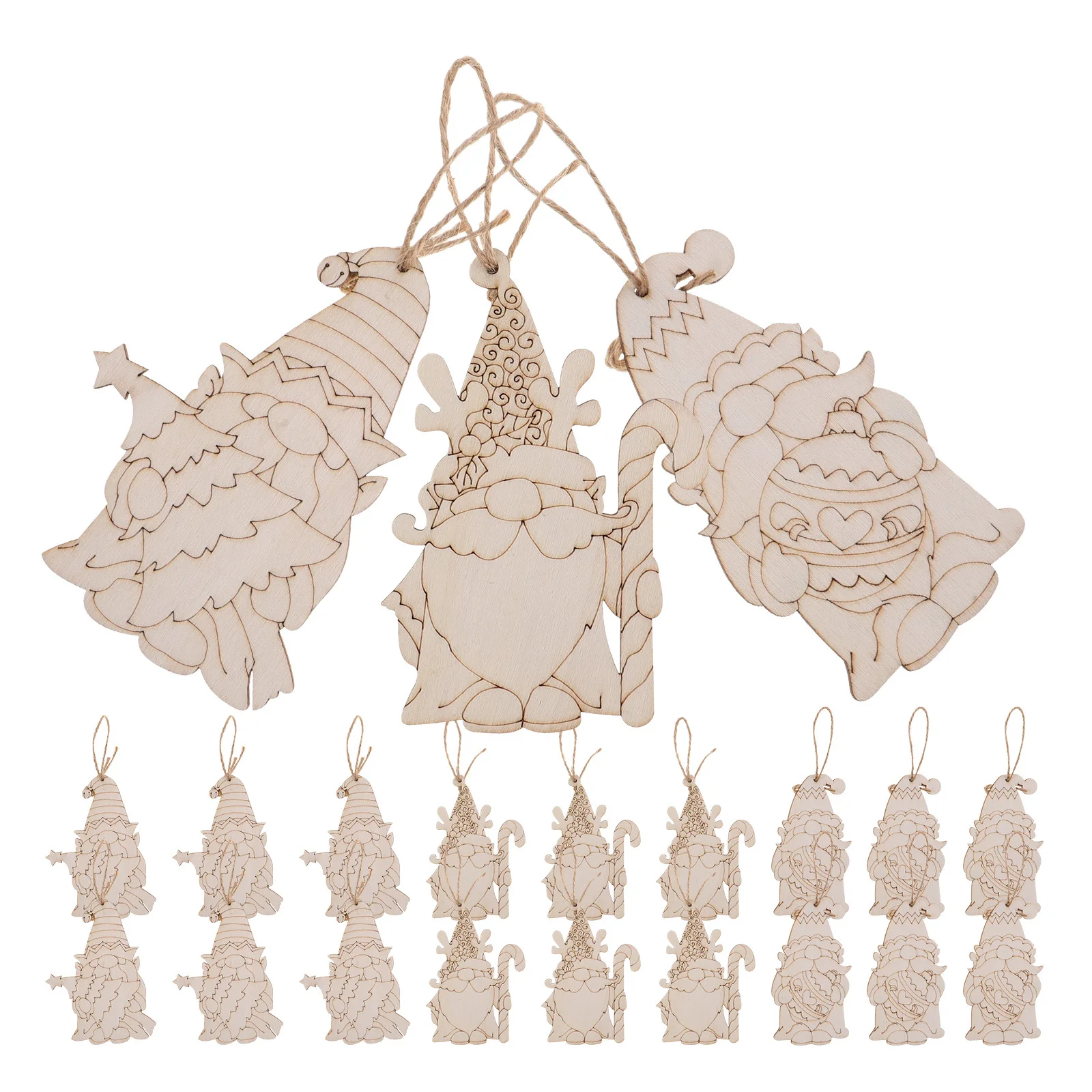 

30pcs Christmas Gnome Ornaments Blank Wooden Cutouts Diy Craft Kit For Holiday Home Decor Unfinished Hanging Pendant Wooden