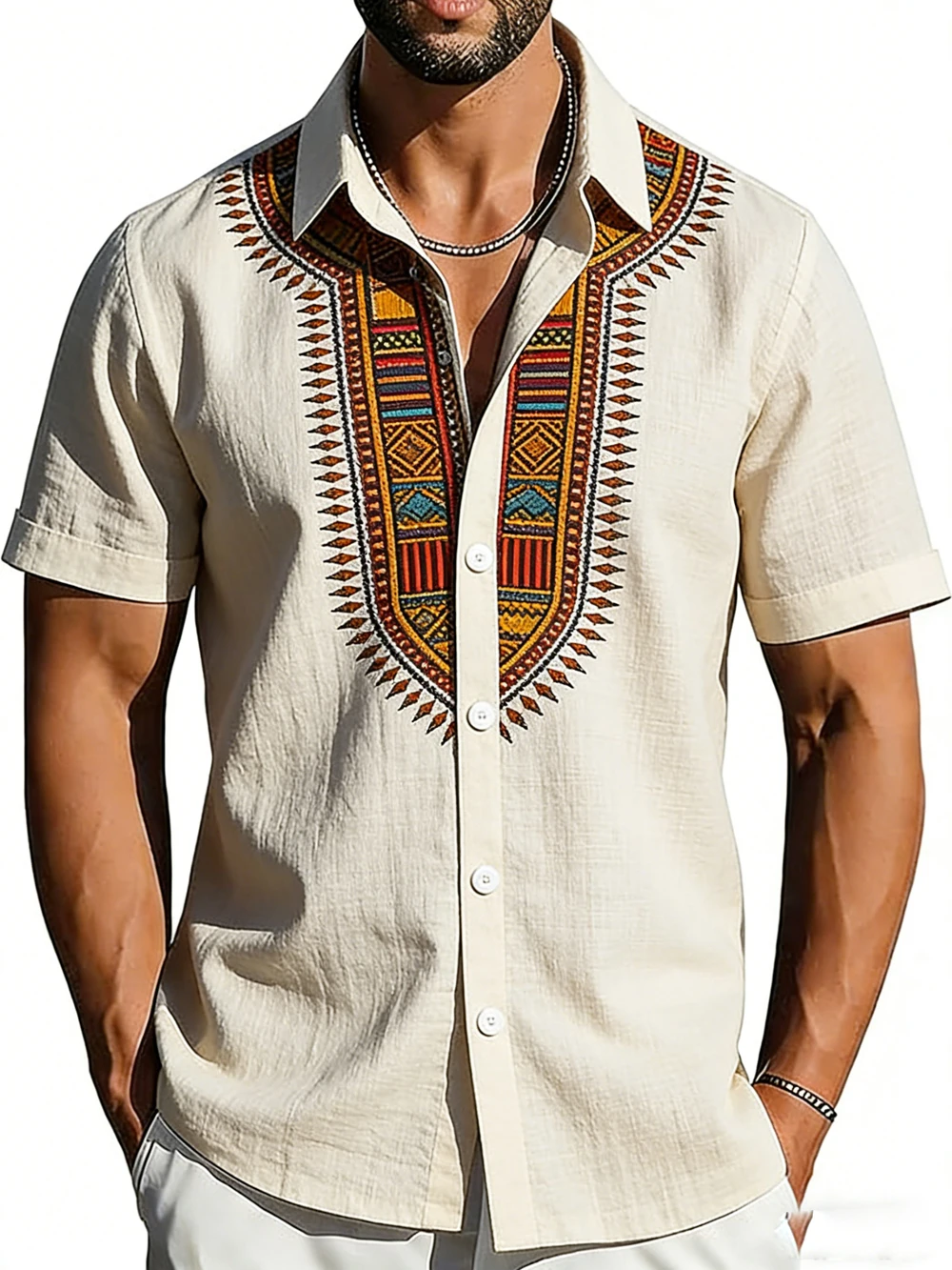 

2026 Men's New Arrival Linen Short Sleeve Lapel Shirt HD Printed Shirt Hawaii Vacation Social Party Men's Clothes Fast Shipping