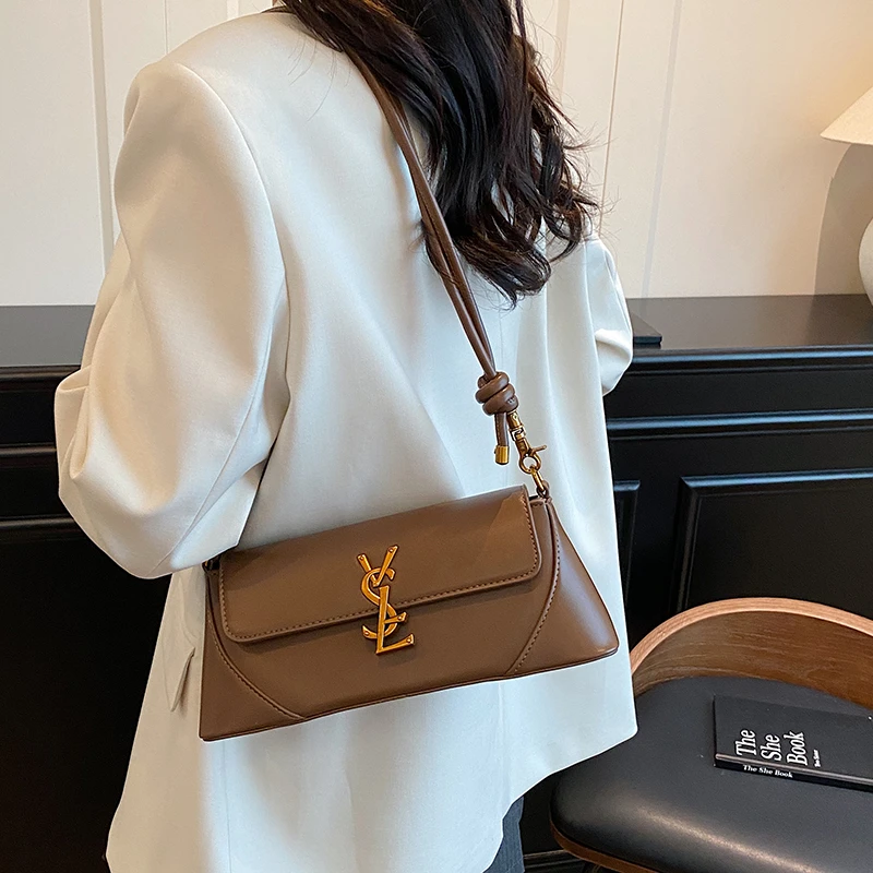 

Роскошная женская кожаная сумка через плечо Элегантная модельерская большая сумка Классический стиль через плечо для повседневных прогулок