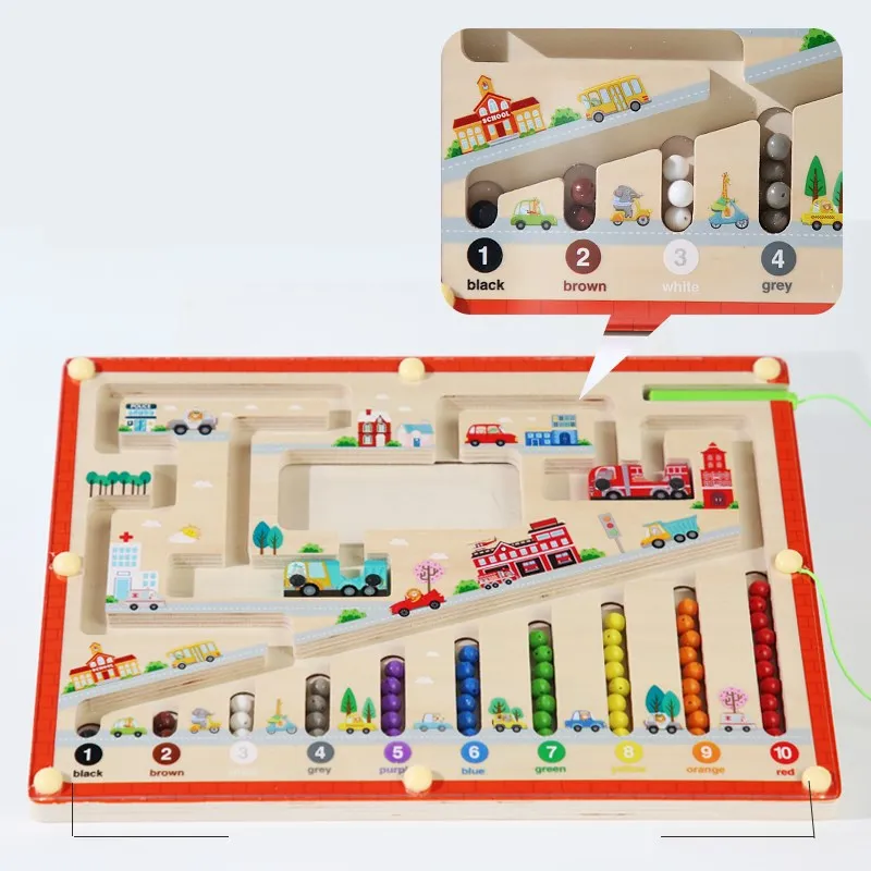 Magnetyczne Gry Sortujące Montessori Puzzle Zabawki Labirynt Tablica Nauka Kolorów Montessori Klasifikacja Drewniane Zabawki Edukacyjne Prezenty