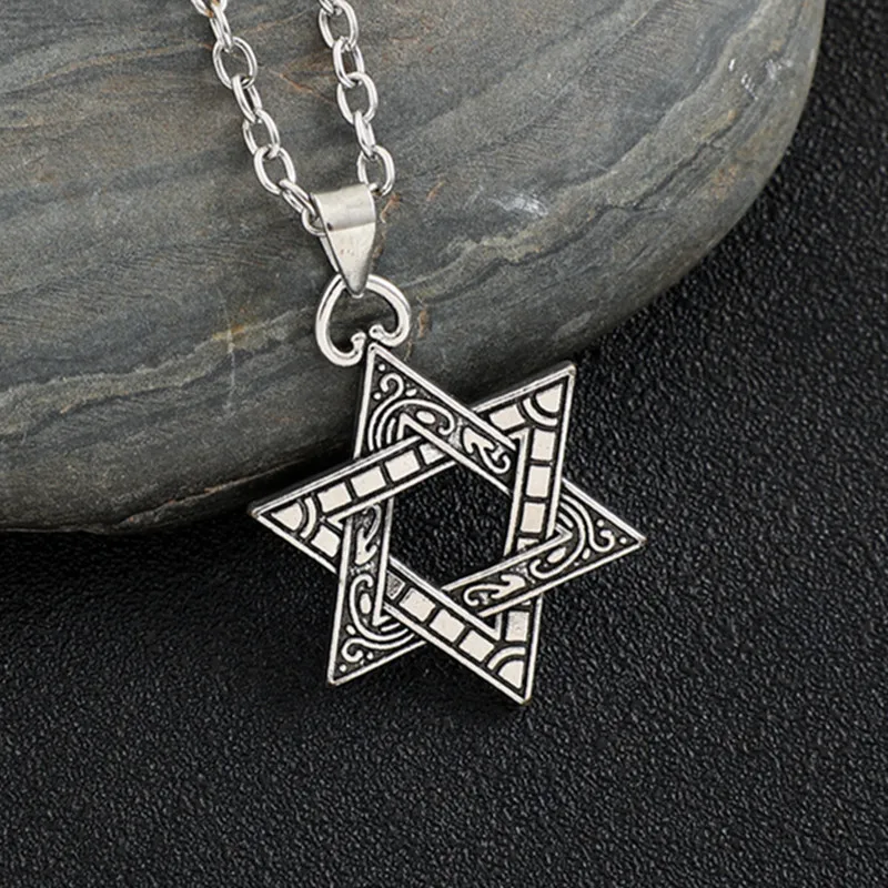 Fashion Jewelry Hexagram Bullet Double Stainless Steel Men's and Women's Necklace Boyfriend and Girlfriend Gift Vintage Necklace