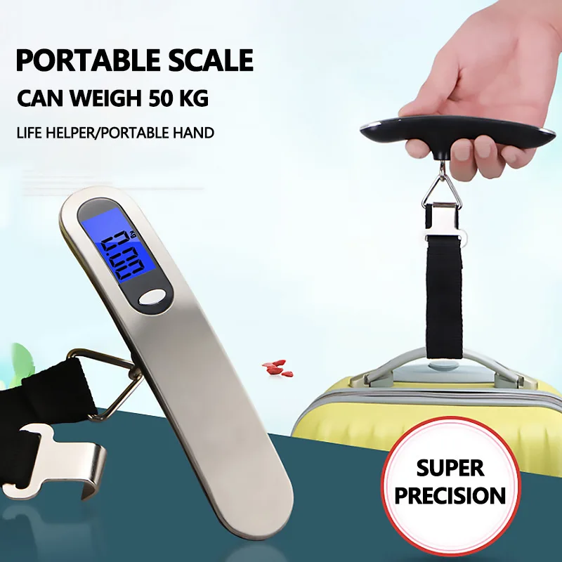 50kg/110lb Portable Mini Suitcase Scale Household Digital Display Scale Applied Aircraft Luggage Outdoor Scale Weighing Balance