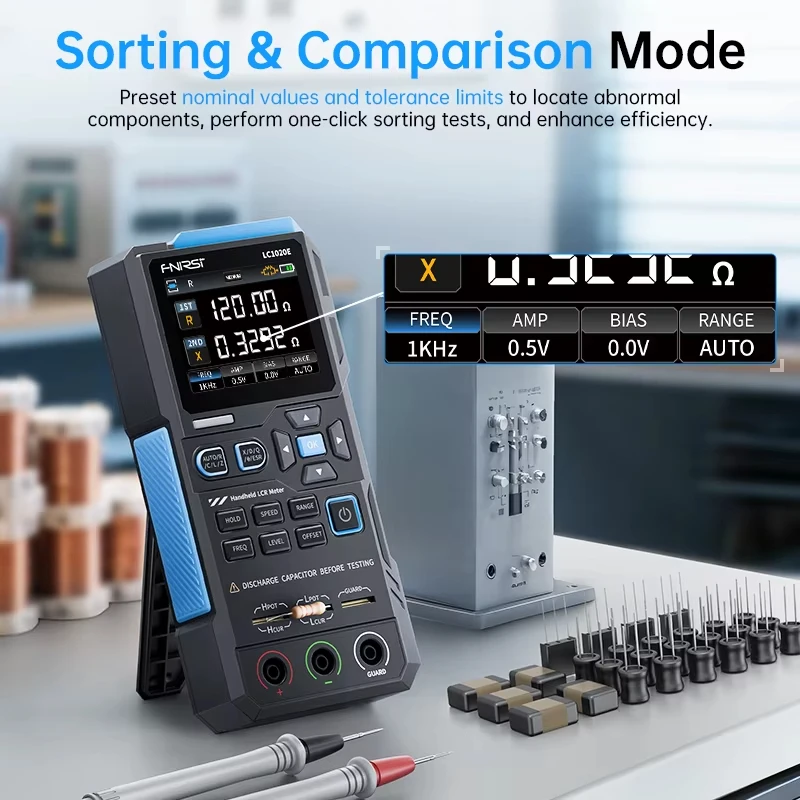 

FNIRSI LC1020E Handheld Digital Bridge LCR Meter Auto-Ranging Inductance, Capacitance, Resistance Measurement Tool