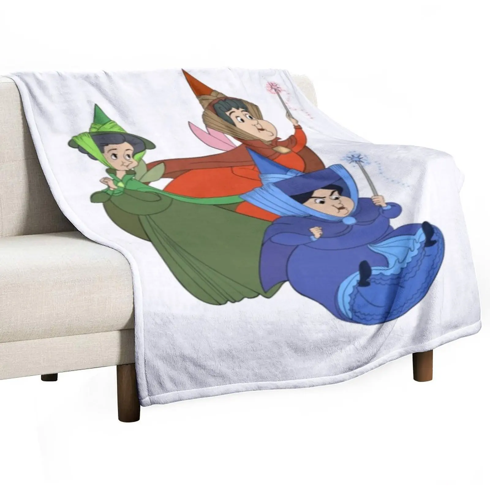 

Sleeping Beauty, Flora, Fauna, and Merryweather Throw Blanket Beach Decorative Throw Cute funny gift Blankets