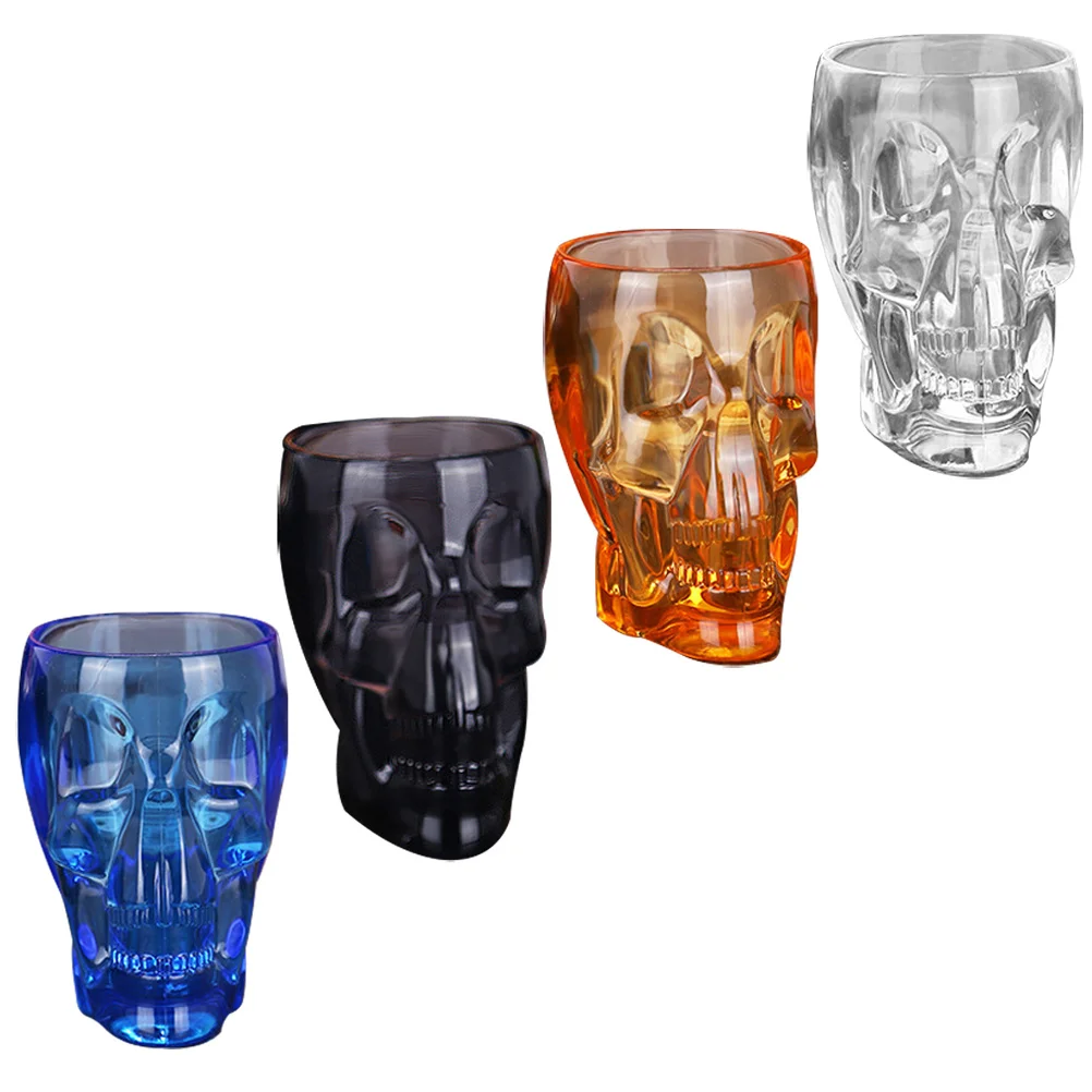 

4Pcs Skull Cup Unique Design Drinking Mug Thickened Acrylic Material Non-Slip Base Easy Clean for Beer Coffee Home Party