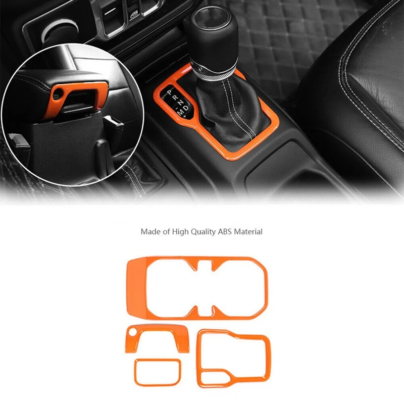 Gear Shift Cup Holder Armrest Box Key Hole Cover Trim ABS Light Weight For Jeep Wrangler JL Gladiator JT 2018-2022 ,Orange