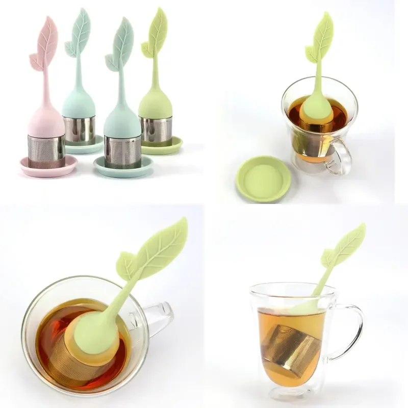 for Stainless Steel Fine Mesh Leaf Tea Brewer with Silicone Handle and Tray  Free Eco Friendly Portable Tea Filters