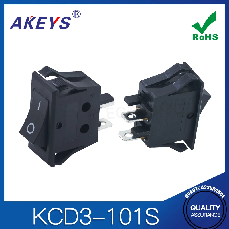 5pcs KCD3-101S Ship Type Switch 2-pin 2-gear black rocker switch double button frying pan power start switch