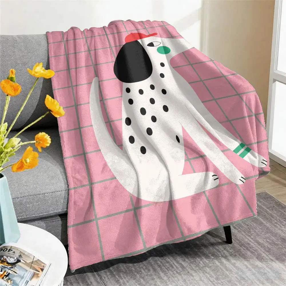 Cartoon Cute Animals Illustration Throw Blanket Soft Flannel Throw Lightweight Summer Home Nap for Office Travel Sofa Bed