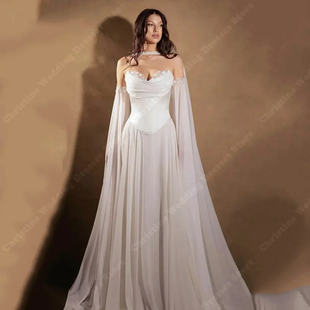 

Sweetheart Collar Women Wedding Dresses Elegant Backless Tulle A-Line Bridal Gowns Princess Party Vestidos De Novias Customized