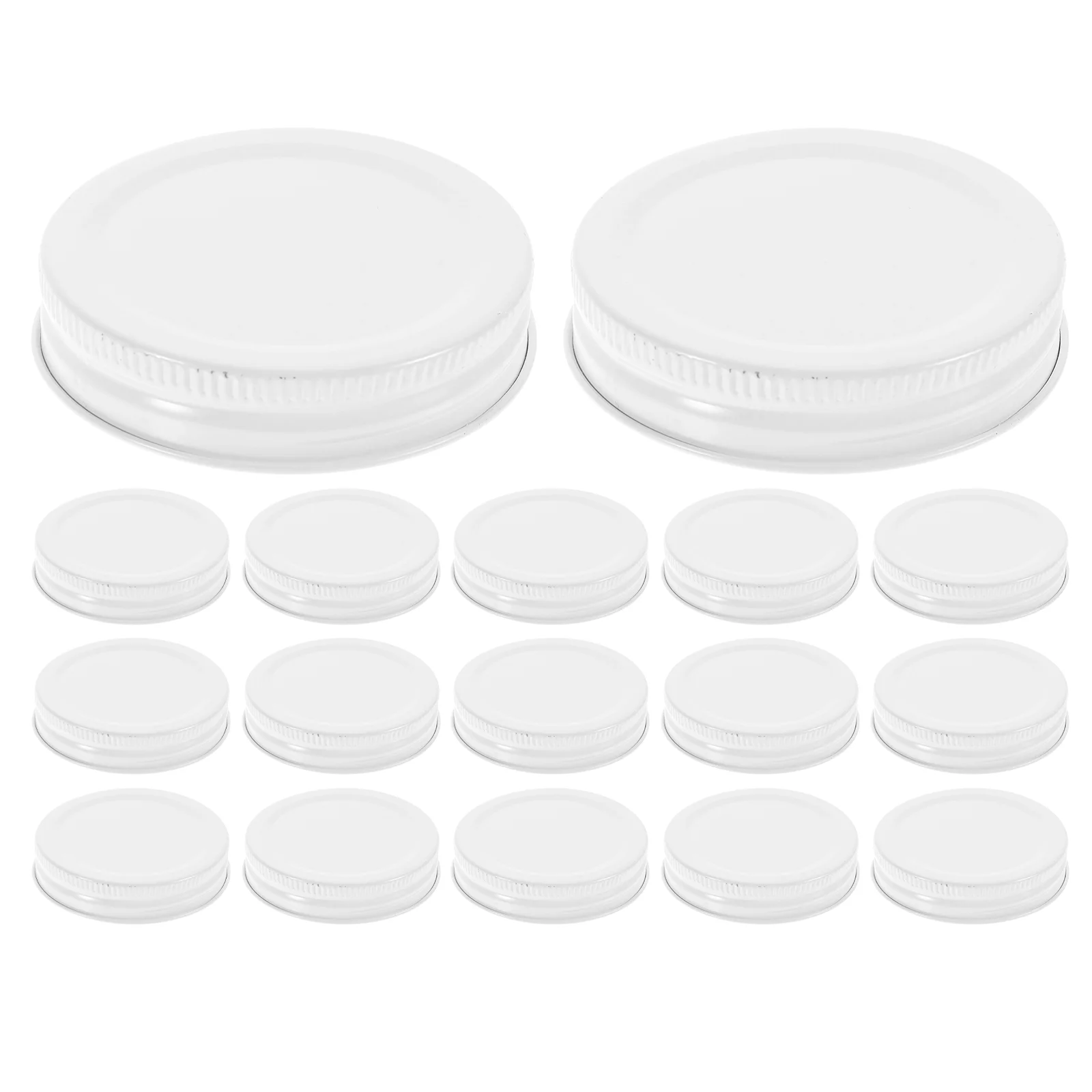 20 Pcs Wide Mouth Mason Jar Lids Tinplate Integrated (70mm Black) 16pcs Canning Covers for Replacement Jars Reusable White