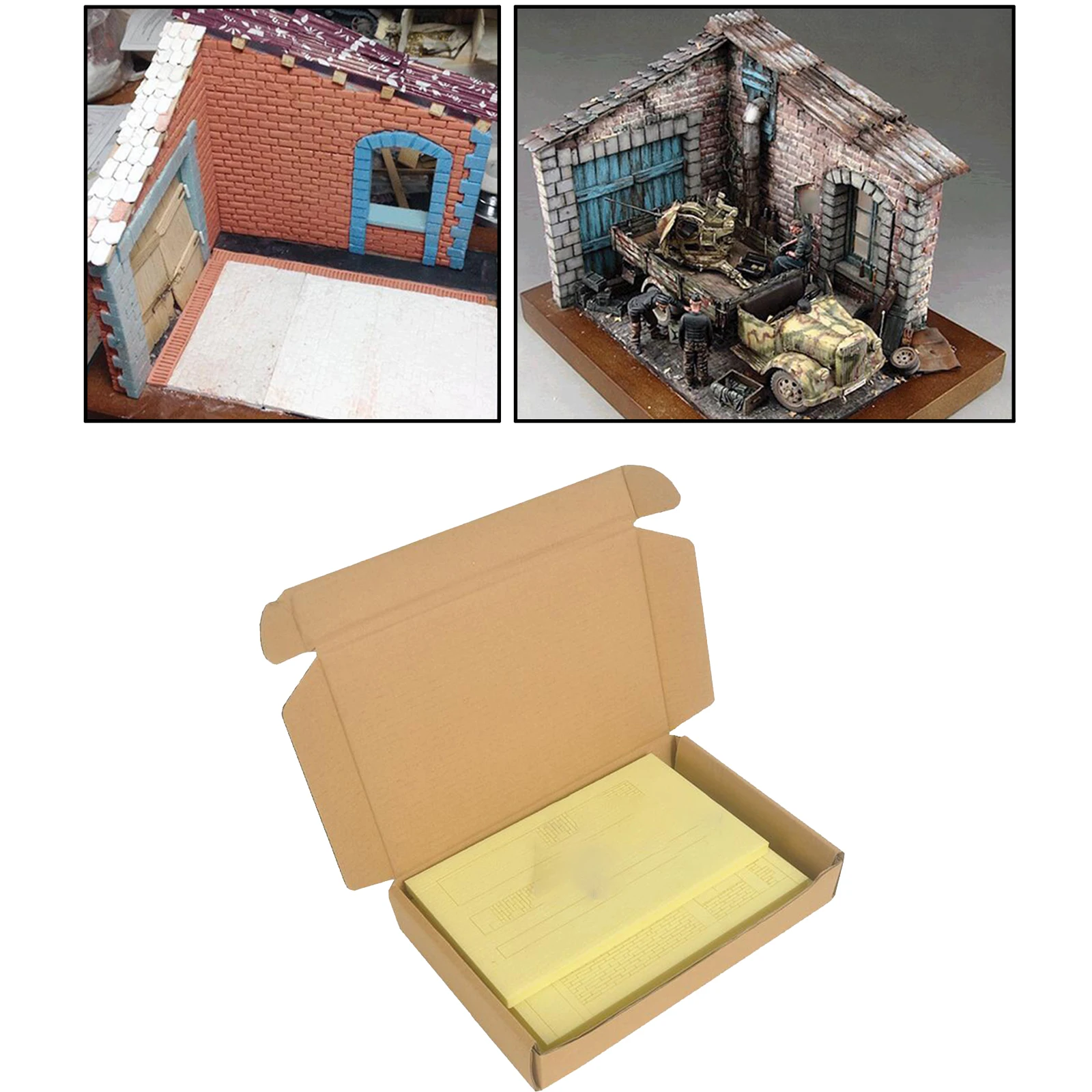 Handmade DIY 3D Puzzles Kits Wooden Ruins Corner House 1:35 Scale Miniature Sand Table War Architecture Layouts Foam Wood Roof