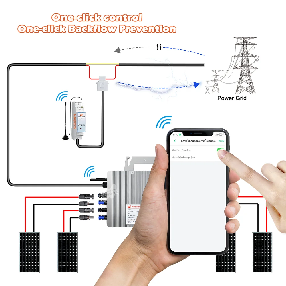 2000W 26-60VDC 207-253VAC Solar Micro Inverter With WiFi Smart, IP67 Protection Suitable for 600 Photovoltaic Modules