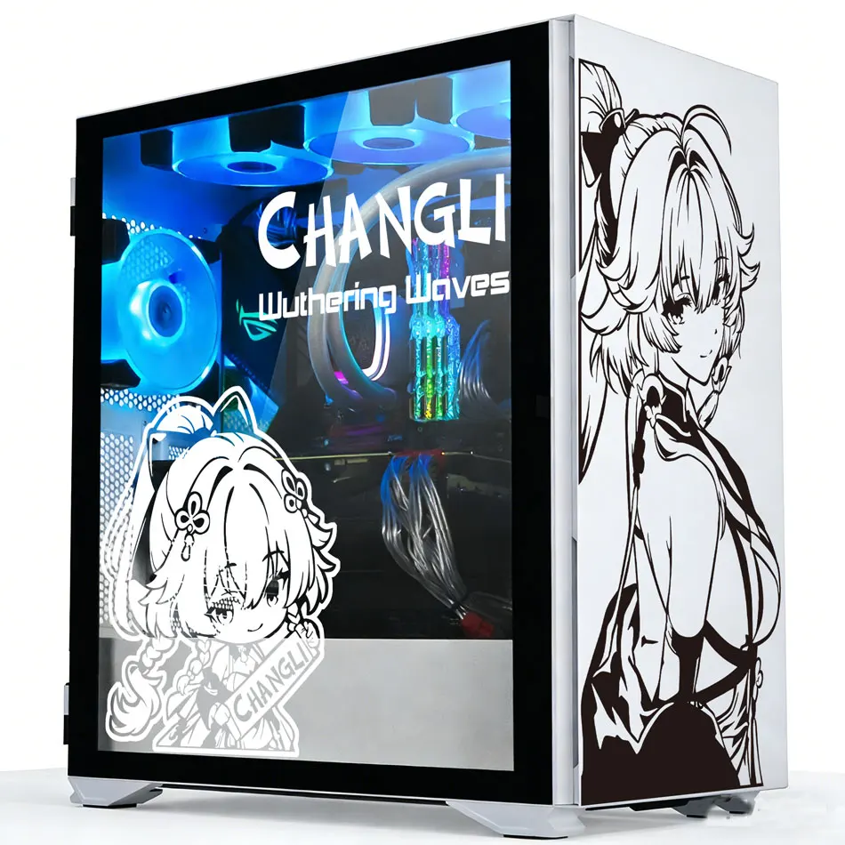 

Wuthering Waves Changli Anime Stickers for PC Case,Cartoon ecor Decals for Gaming Computer Chassis Skin,Waterproof