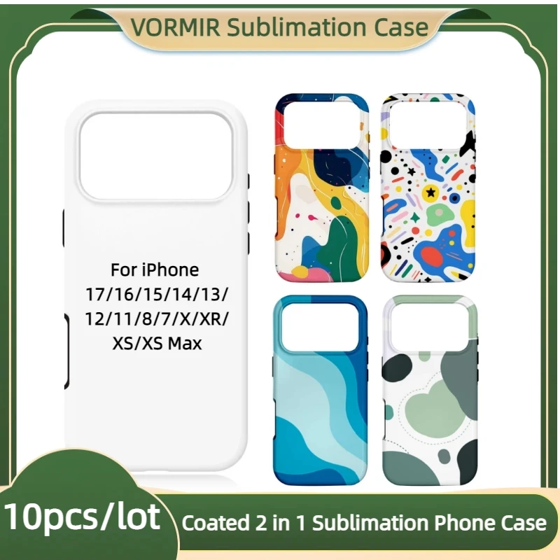 

VORMIR 10pcs Coating 2 in 1 3D Film Sublimation Phone Case Blanks Heat Press Print For iPhone 17 16 15 14 13 12 11 Pro Max XR XS
