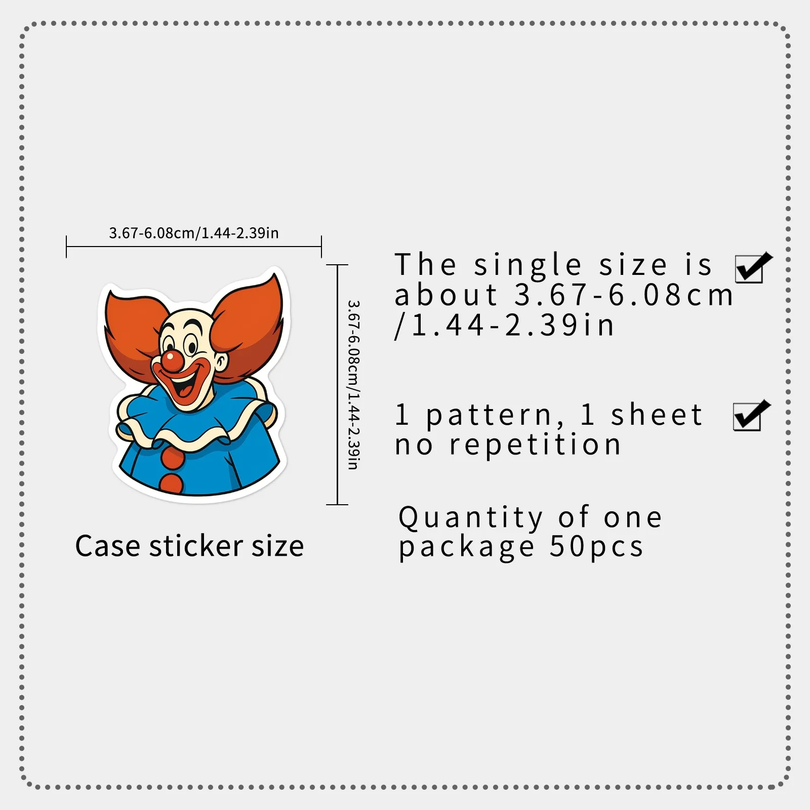 50Pcs Clown Face Circus Weird Waterproof Stickers for Luggage Laptop Skateboard Helmet Reward Journal DIY Decor Decals